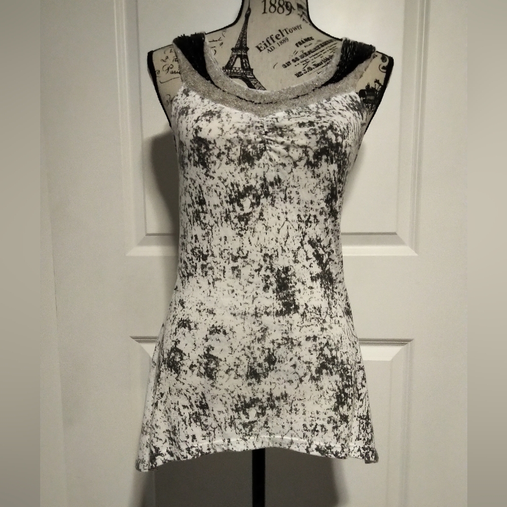 Charlotte Russe Black and White Artistic Tank Top